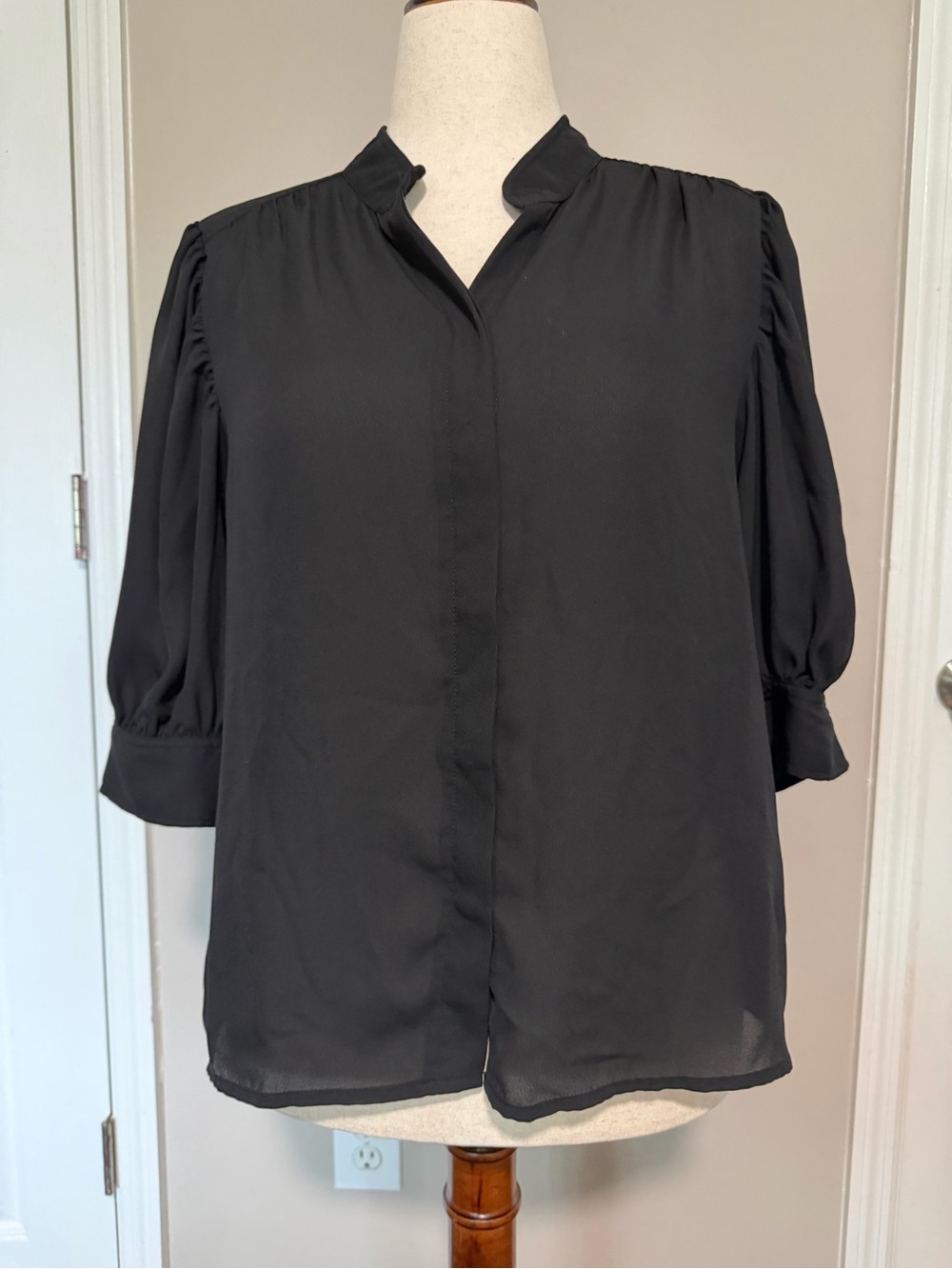 Cece - Black Blouse - Puff Sleeve - Large